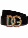 Dolce & Gabbana DG-logo patent leather belt - Black