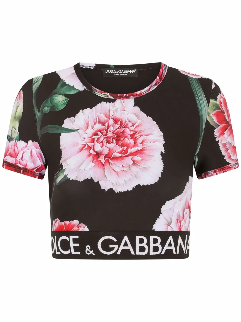 Dolce & Gabbana floral-print cropped T-shirt | Black | Image 1