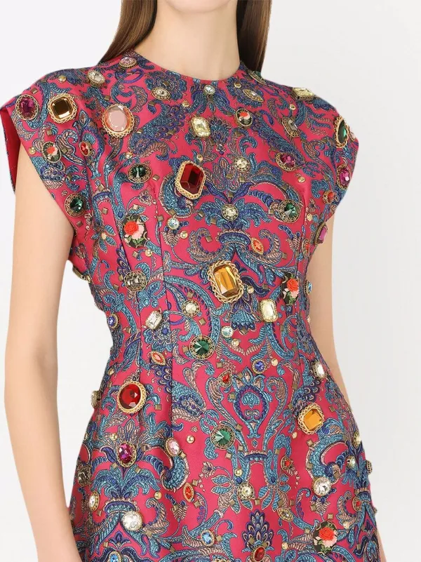 Dolce & Gabbana Embellished Jacquard Minidress | Red | FARFETCH