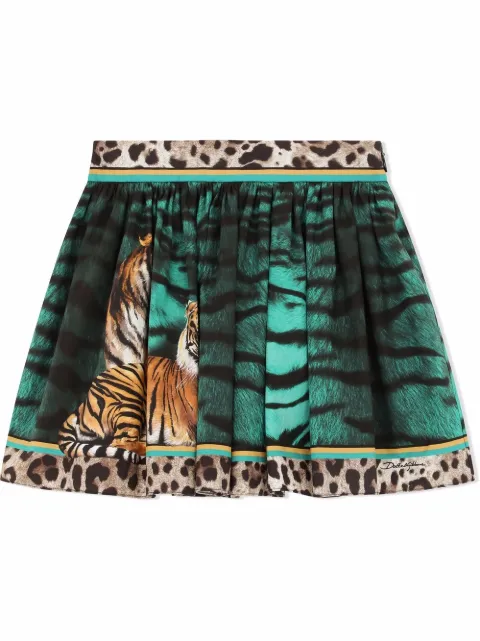 Dolce & Gabbana Kids tiger-print pleated skirt