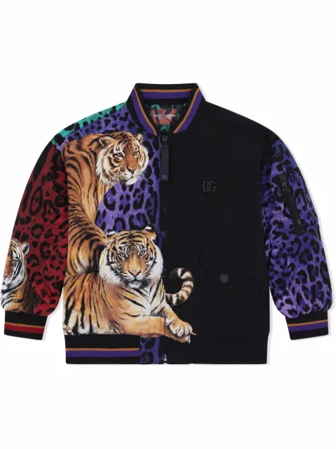 Dolce & Gabbana Kids tiger-print bomber jacket