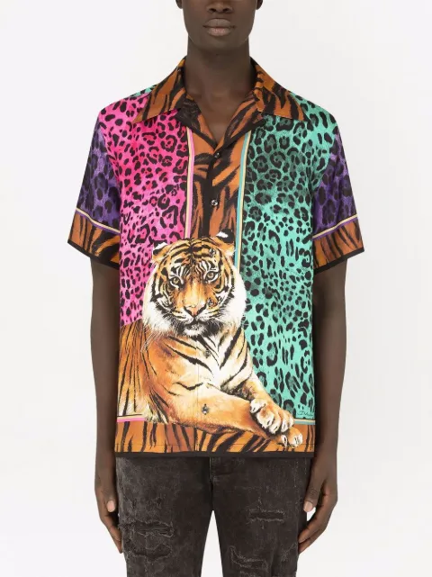 Shop Dolce \u0026 Gabbana animal-print shirt 