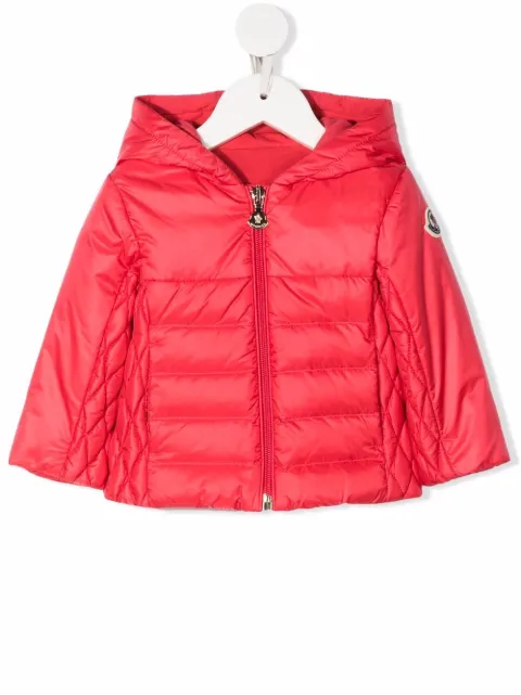 Moncler Enfant chamarra capitonada con logo estampado