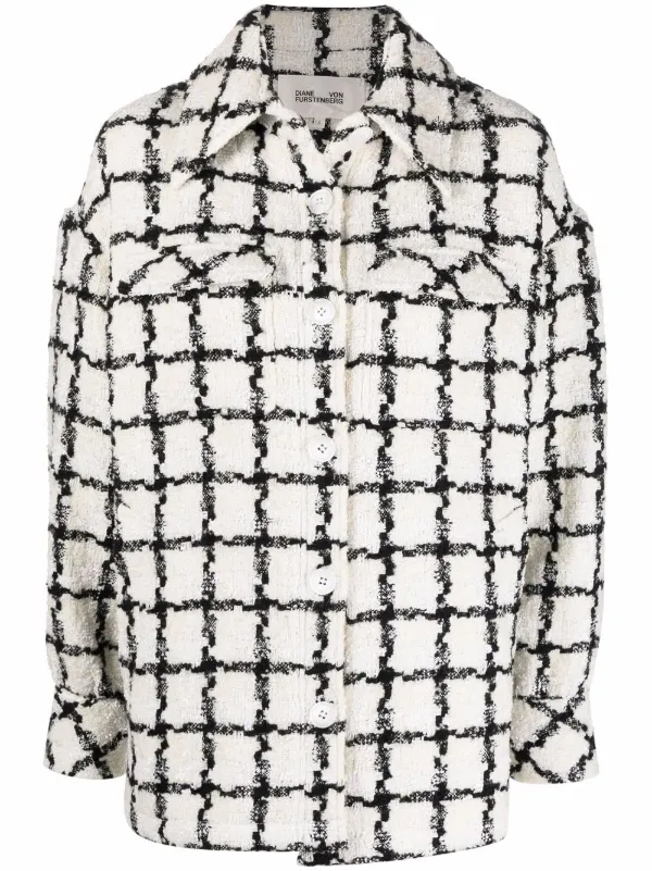 DVF Diane Von Furstenberg Tweed Shirt 