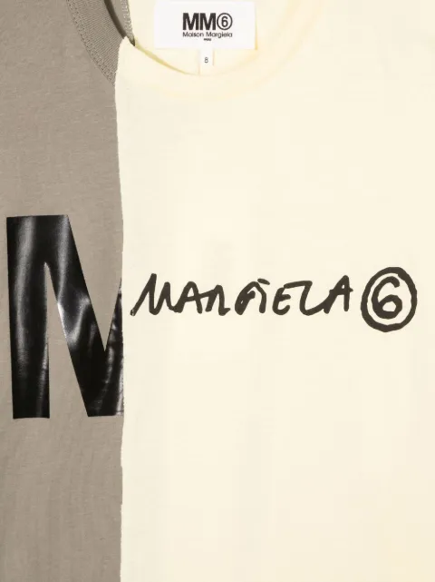 mm6 maison margiela kids logo拼色t恤