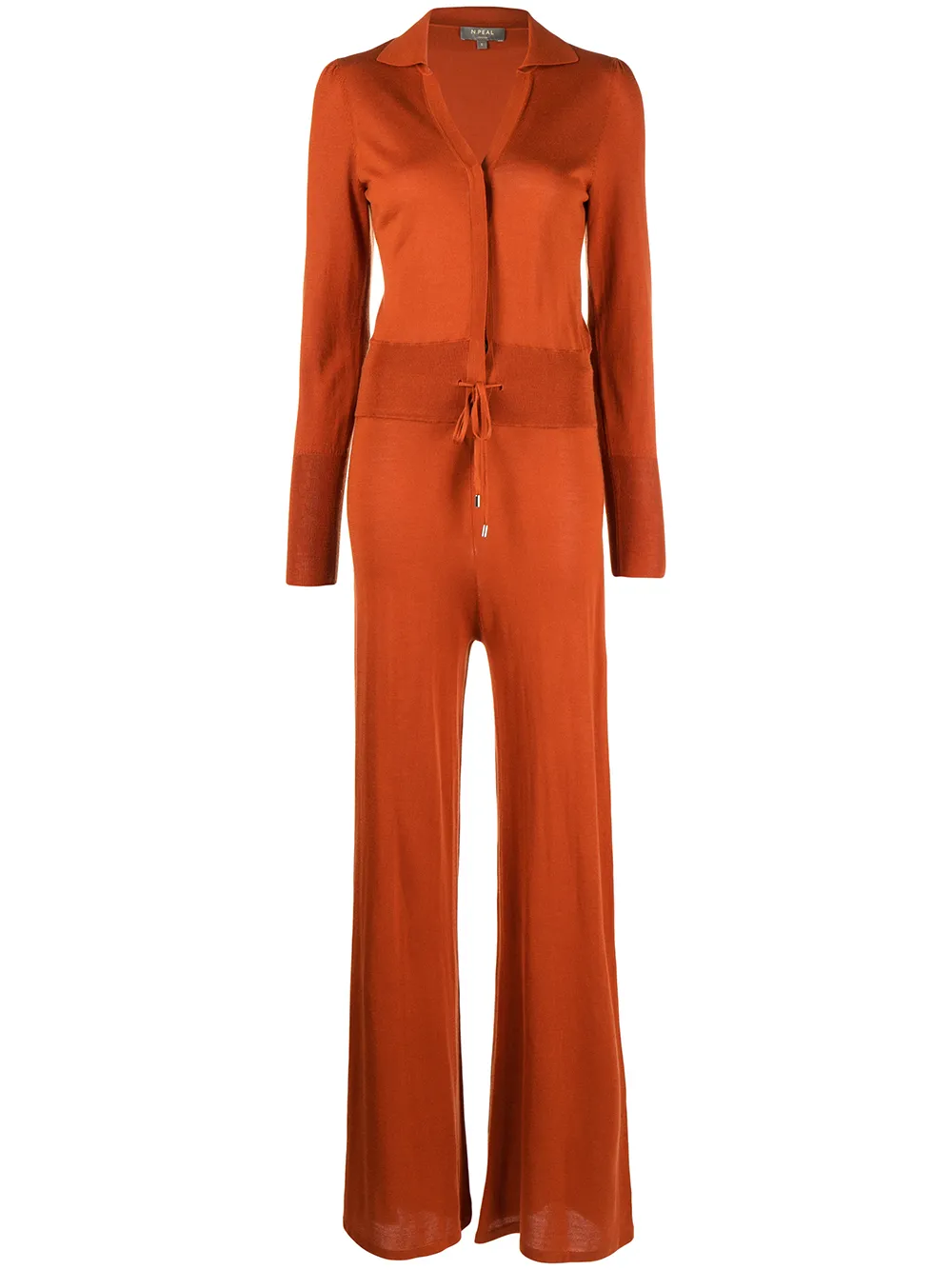

N.Peal long-sleeve silk-cashmere jumpsuit - Orange
