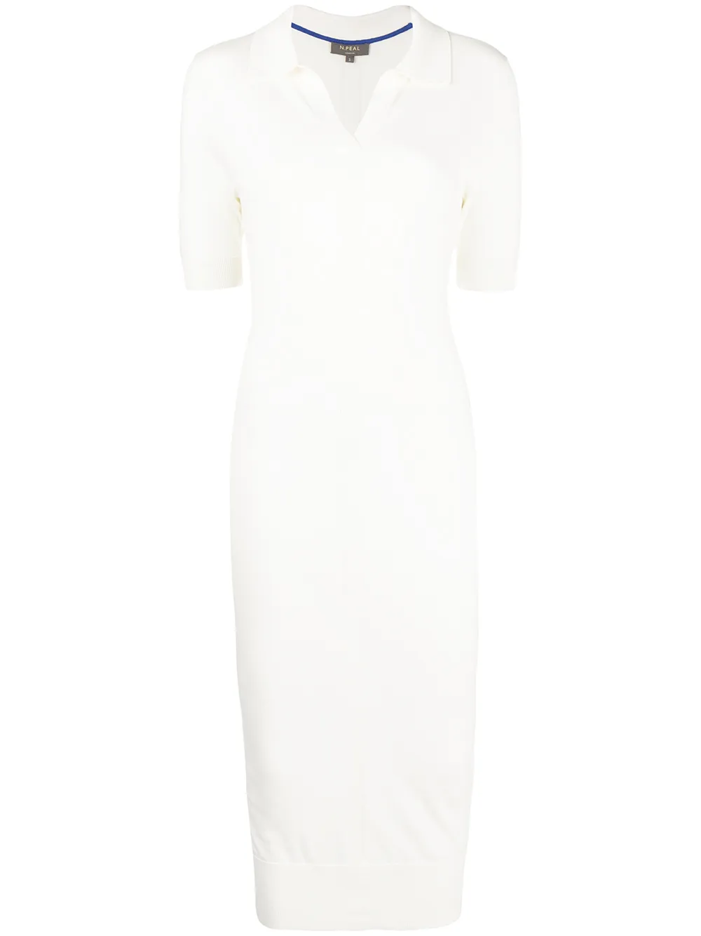 

N.Peal vestido midi con cuello de playera tipo polo - Blanco