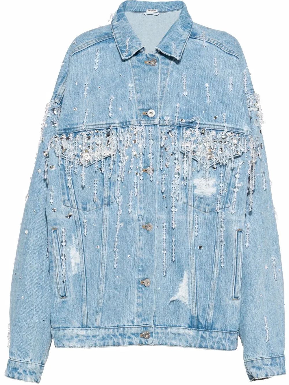 Miu Miu crystal-embellished Oversize Denim Jacket - Farfetch