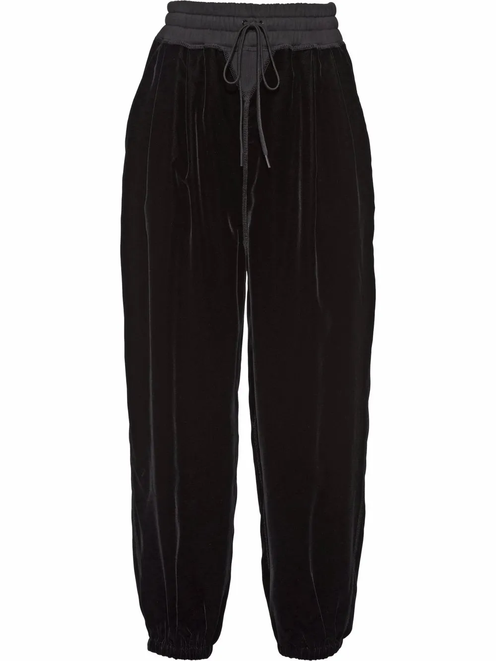 high-waisted drawstring velvet trousers