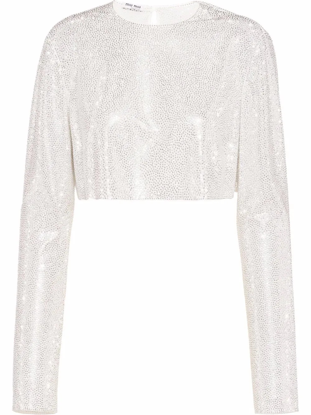 

Miu Miu studded cropped georgette top - White