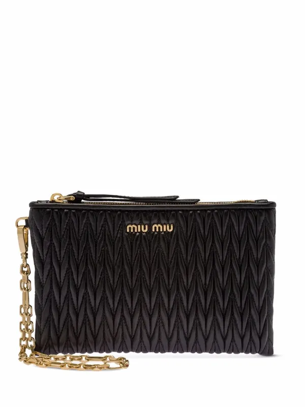 Miu Miu logo-lettering Matelassé Clutch Bag - Farfetch