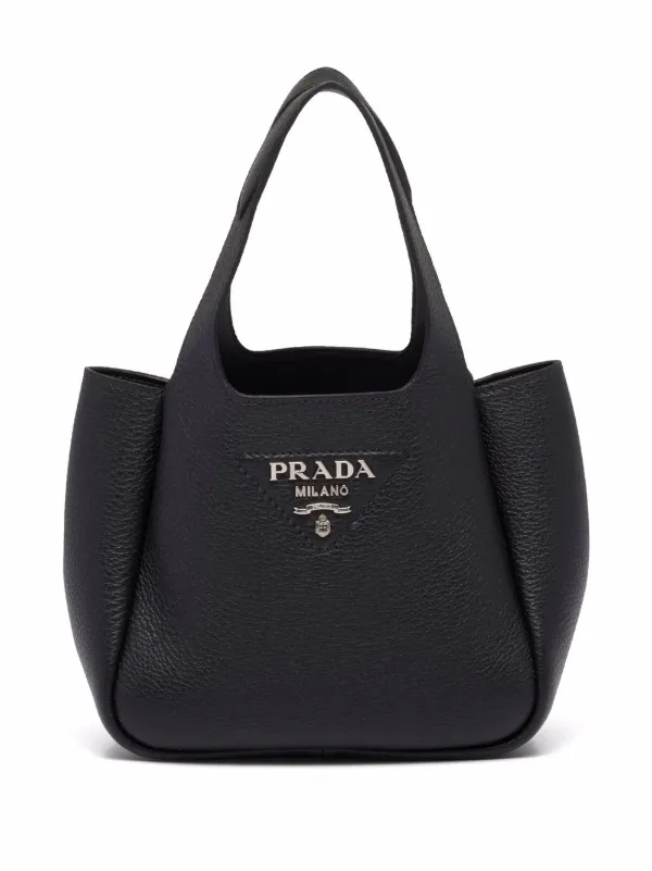 PRADA Flou Leather Shoulder Bag Grey