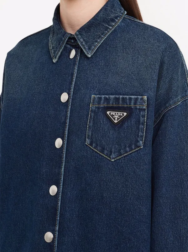 Prada logo-plaque Denim Shirt - Farfetch