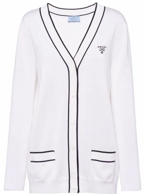 Prada cárdigan de seda con cuello en V