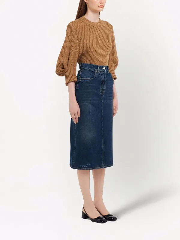 Prada Denim Midi Skirt - Farfetch