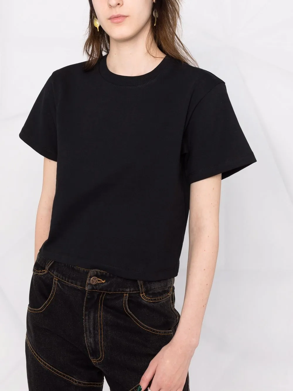 Shop Helmut Lang Core Logo-print Cropped T-shirt In Black