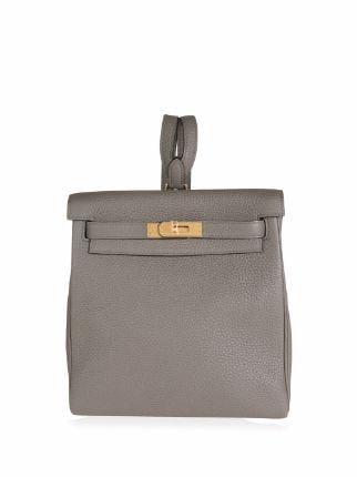 Hermes Kelly Ado Backpack Clemence Leather Gold Hardware In Grey