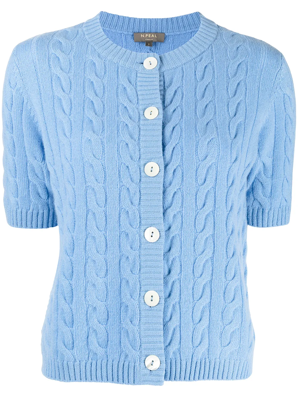 

N.Peal organic-cashmere short-sleeve cardigan - Blue