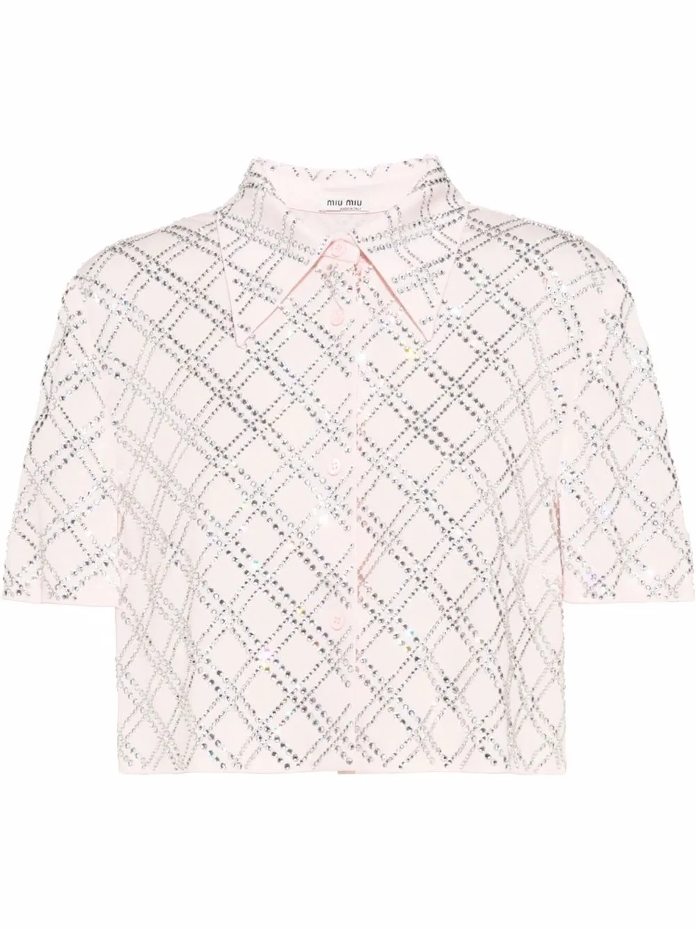 

Miu Miu short-sleeved embroidered organza shirt - Neutrals