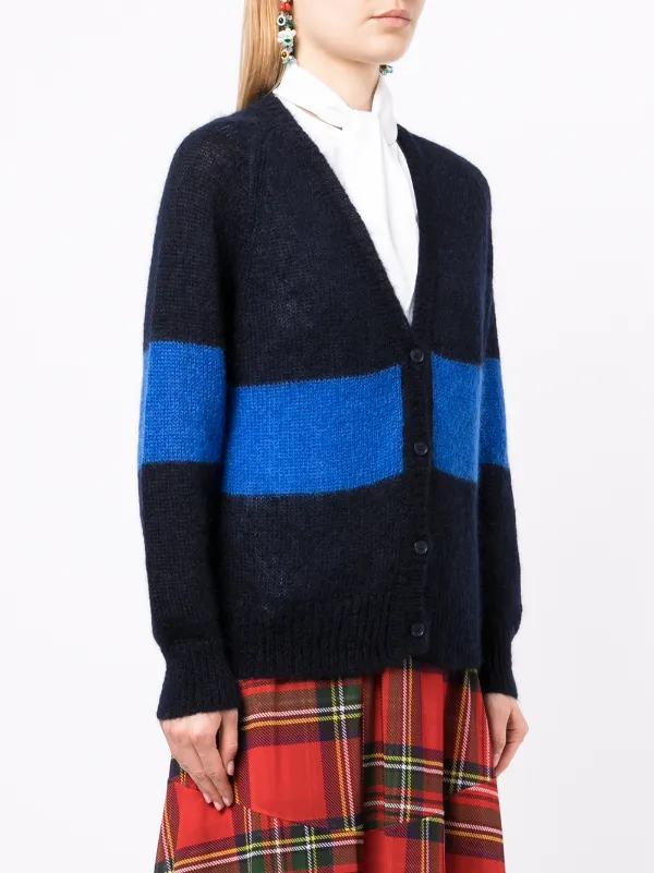 Molly Goddard Two-Tone V-Neck Cardigan - Blue