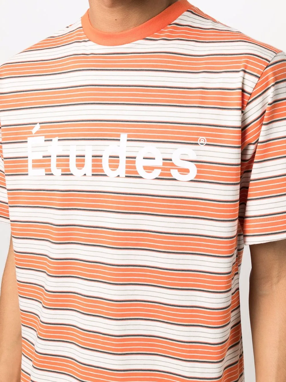 T-shirt Homme Linen & Thread – Rayé Orange – Coton – Taille M