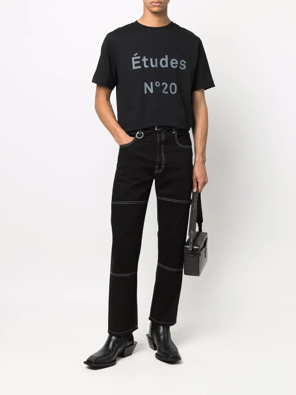 Etudes T-shirt met logoprint - Zwart