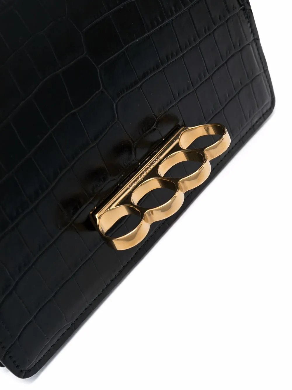 Shop Alexander Mcqueen The Four Ring Crossbody Bag In Black