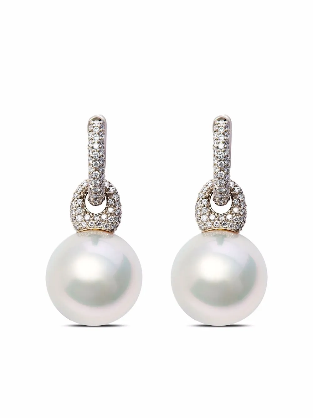 

AUTORE aretes Eternity en oro blanco de 18kt con diamantes y perla - Plateado