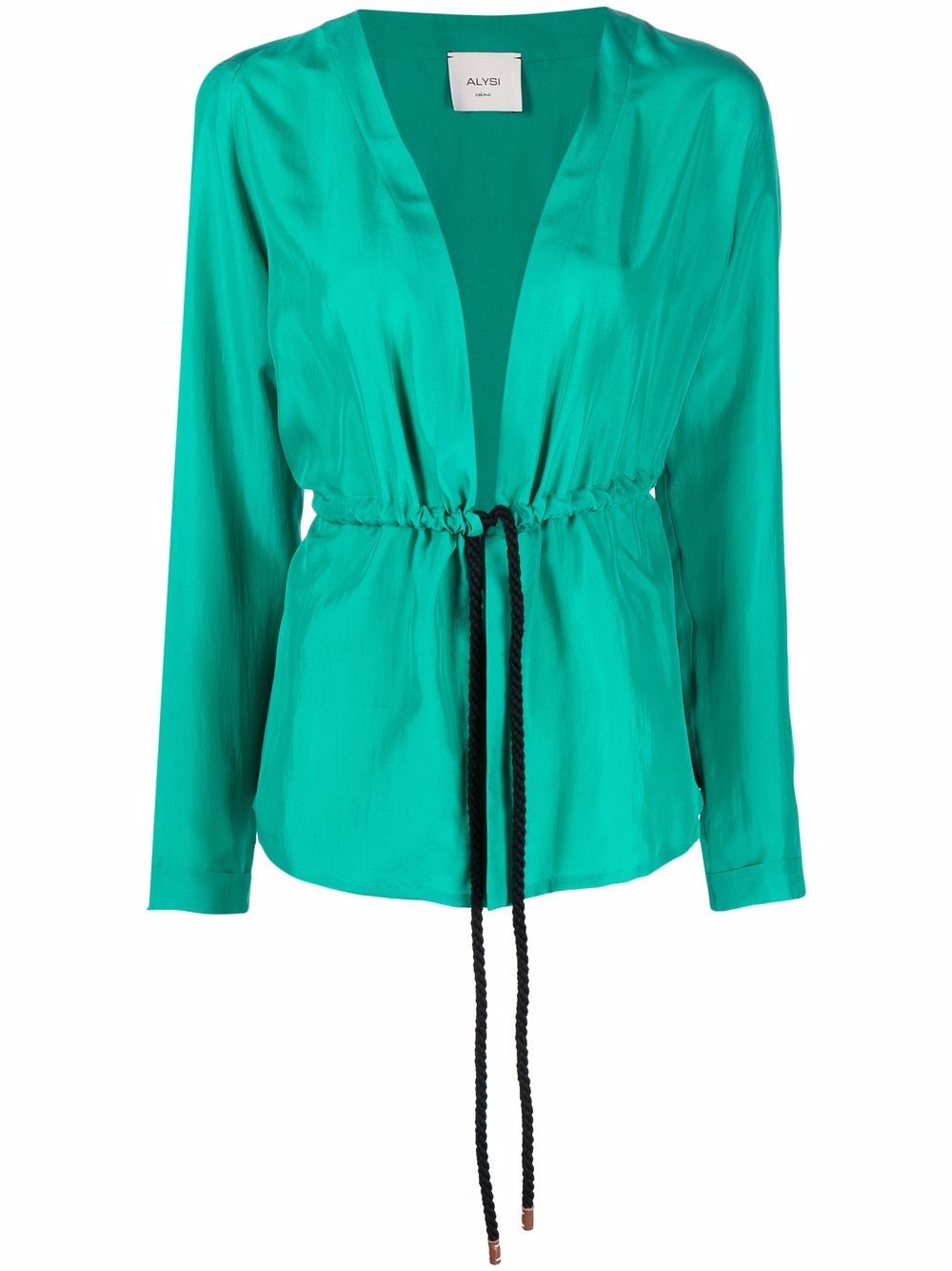 

Alysi tie-front silk jacket - Green