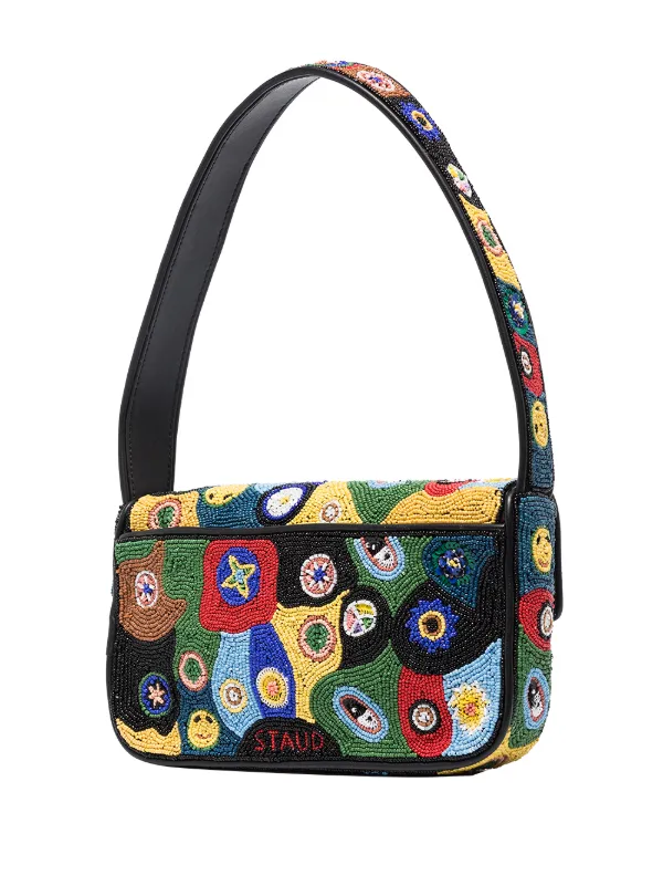 STAUD Tommy Beaded Shoulder Bag | Black | FARFETCH