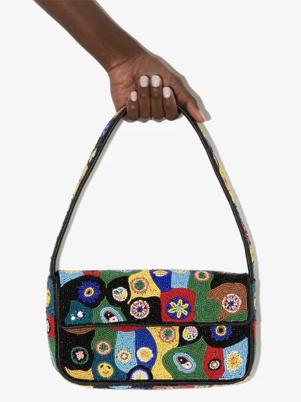 【関税込み】 Beaded Shoulder Bag - Staud - Synthetic - STAUD Tommy Beaded Shoulder Bag | Black | FARFETCH