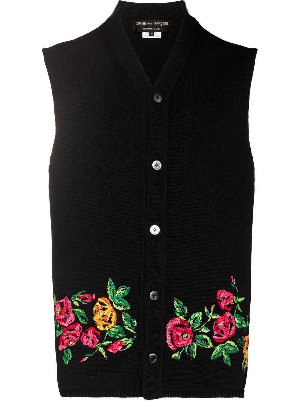 

Comme Des Garçons Homme Plus chaleco con bordado floral - Negro