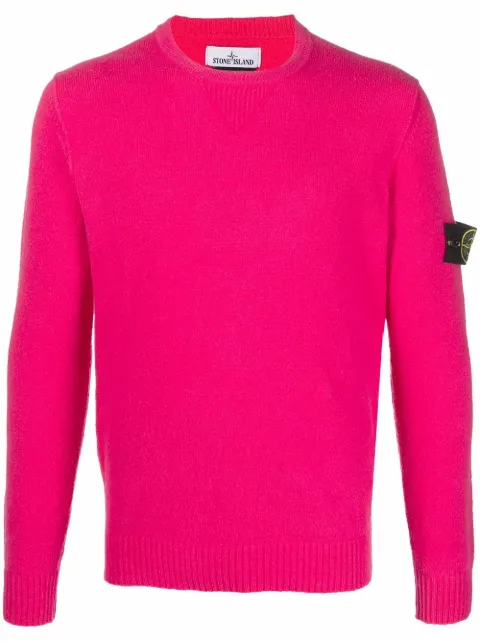 Shop Stone Island logo-patch knitted jumper with Express Delivery - FARFETCH