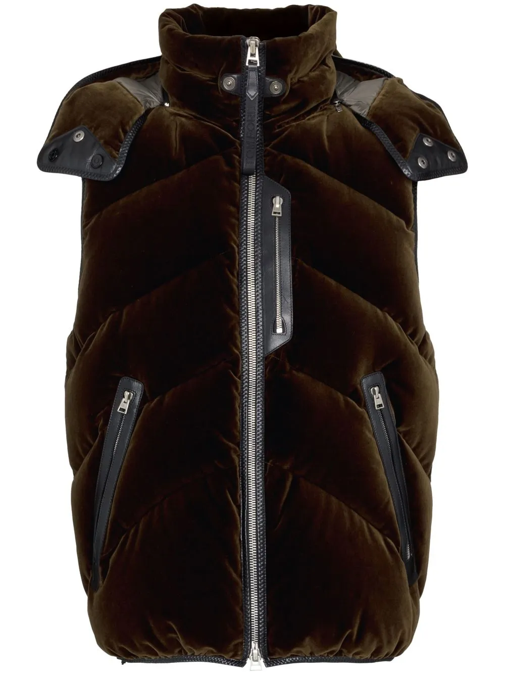 

TOM FORD velvet down hooded gilet - Brown