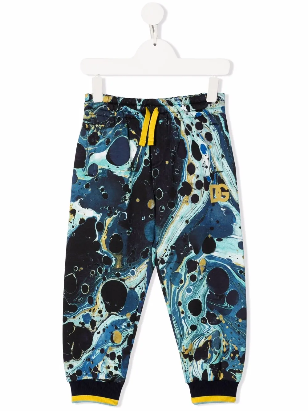 

Dolce & Gabbana Kids marble-print tapered track pants - Blue