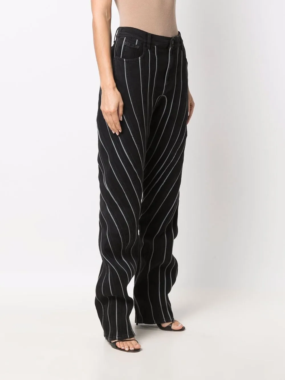 фото Mugler джинсы в полоску