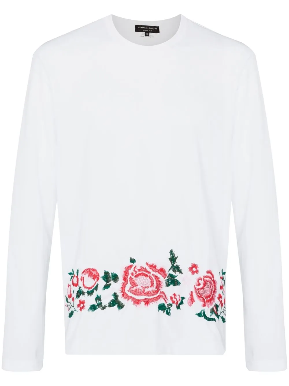 

Comme Des Garçons Homme Plus floral-embroidered long-sleeve T-shirt - White