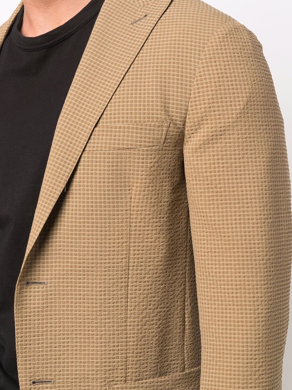 Shop Eleventy Check-print Single-breasted Blazer In Brown