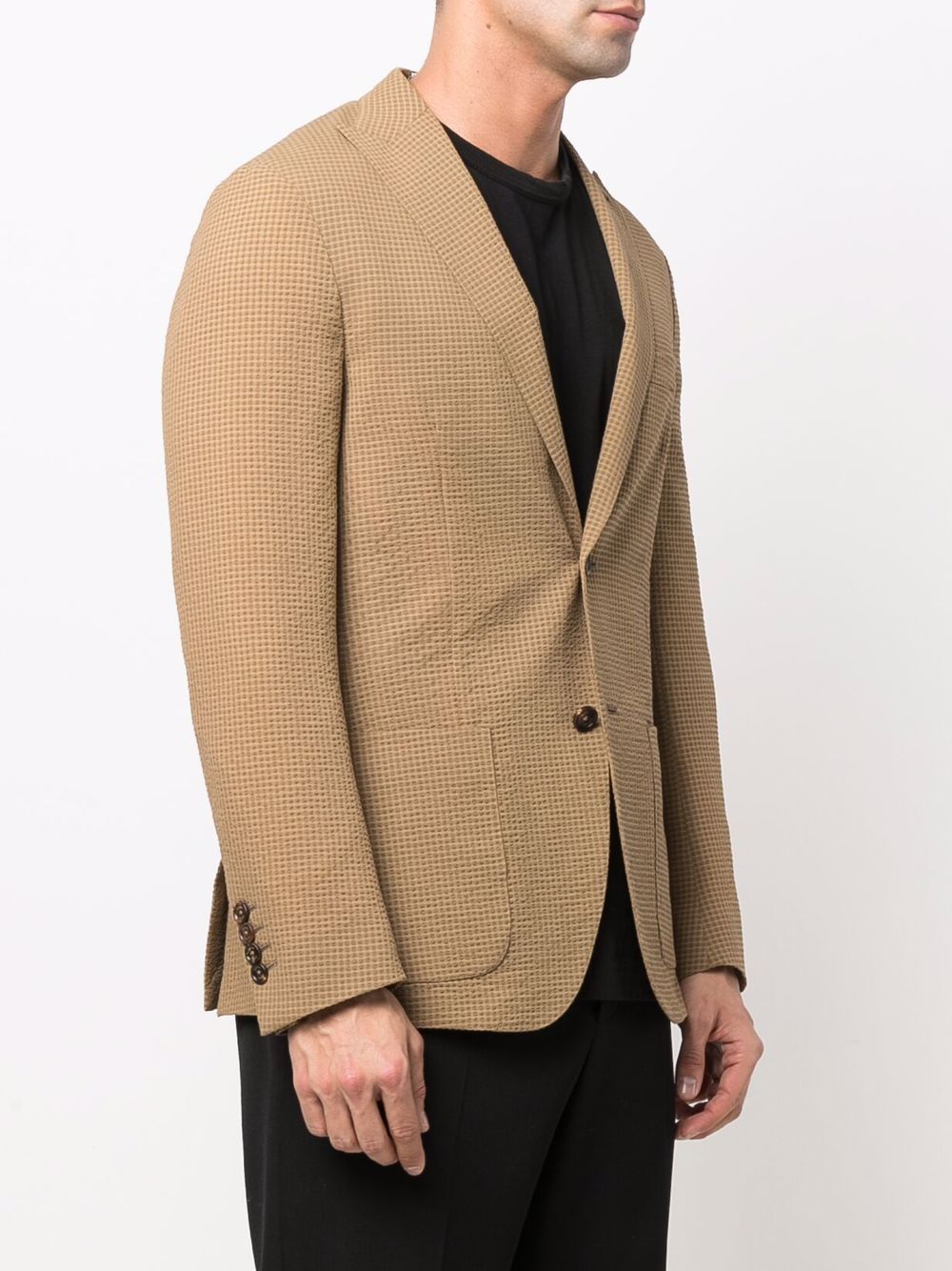 Shop Eleventy Check-print Single-breasted Blazer In Brown