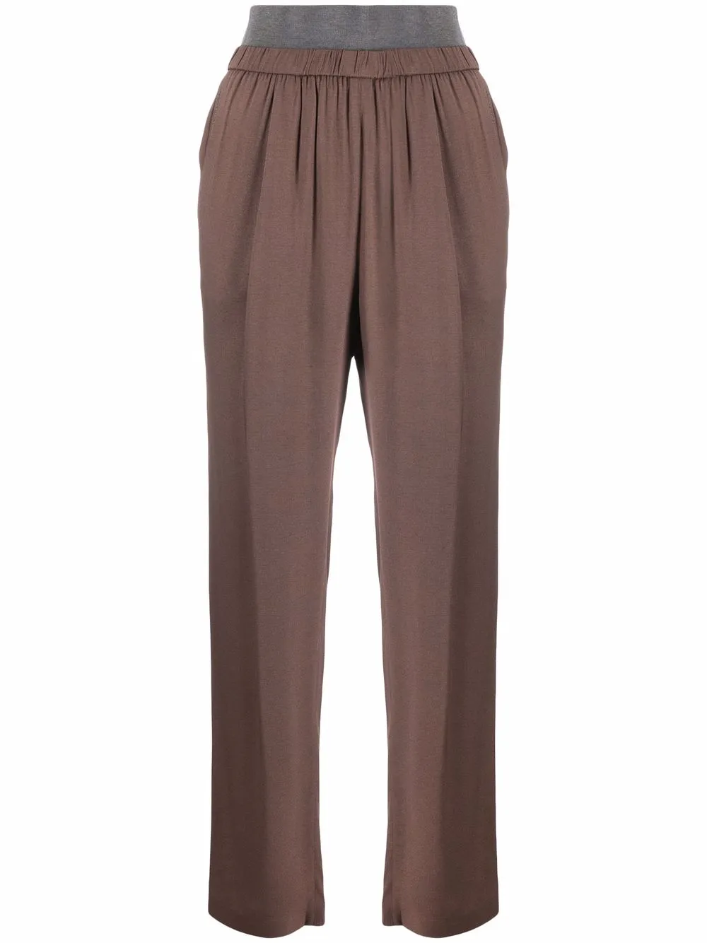 

Fabiana Filippi elasticated-waistband tapered trousers - Brown