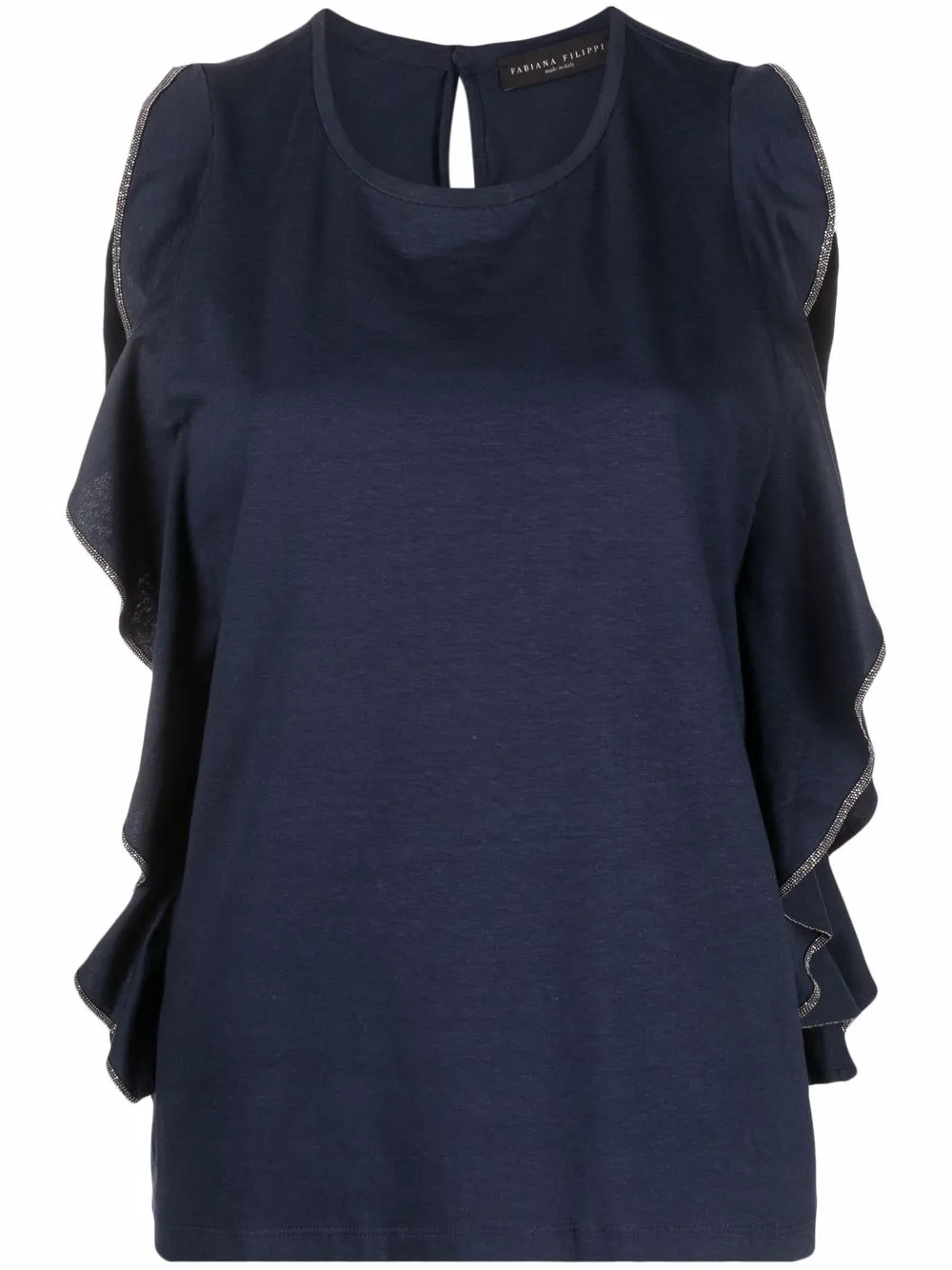 

Fabiana Filippi studded-trim ruffled blouse - Blue