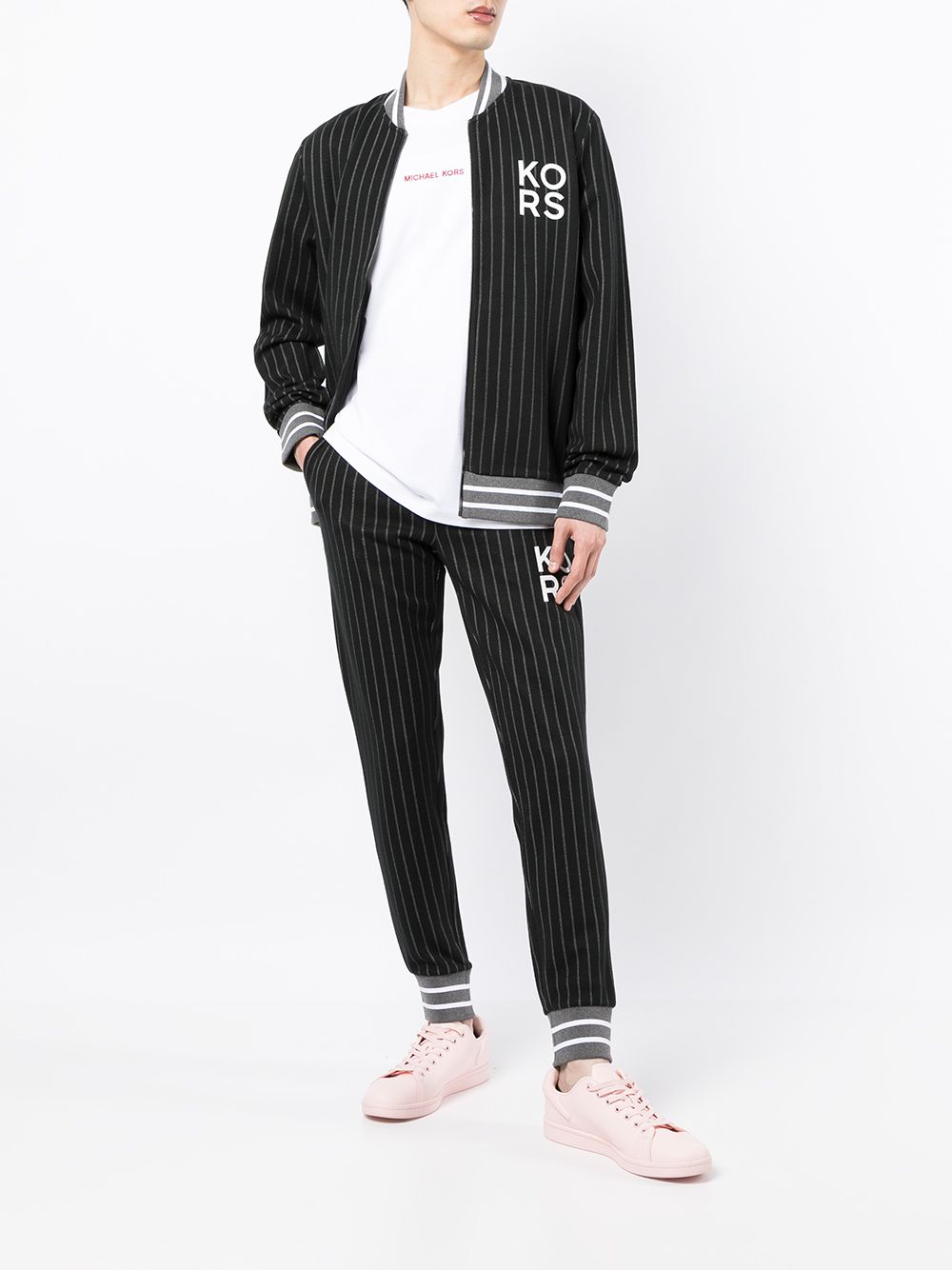 Shop Michael Kors pinstripe baseball jacket with Express Delivery - FARFETCH