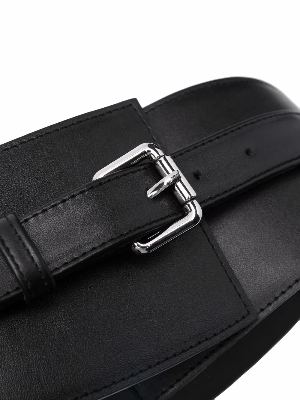 Manokhi Leren riem - Zwart