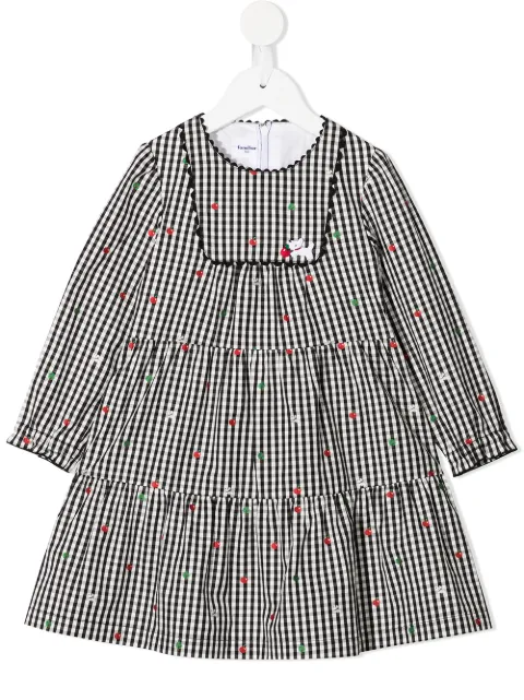 familiar motif-print gingham dress