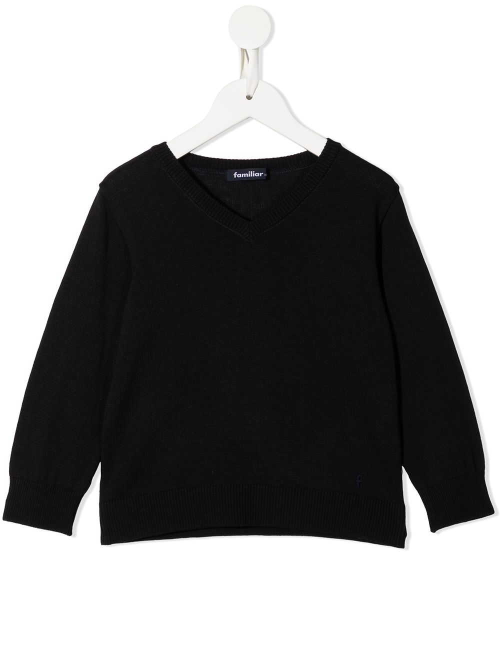 familiar ribbed-knit V-neck sweater - Black