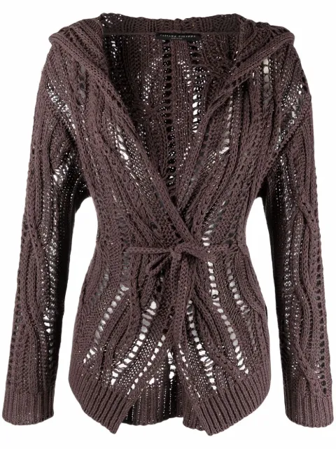 Fabiana Filippi sequin cable-knit hooded cardigan