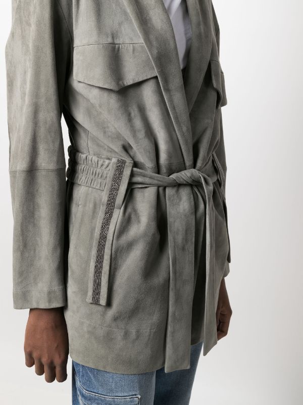 Suede wrap clearance coat