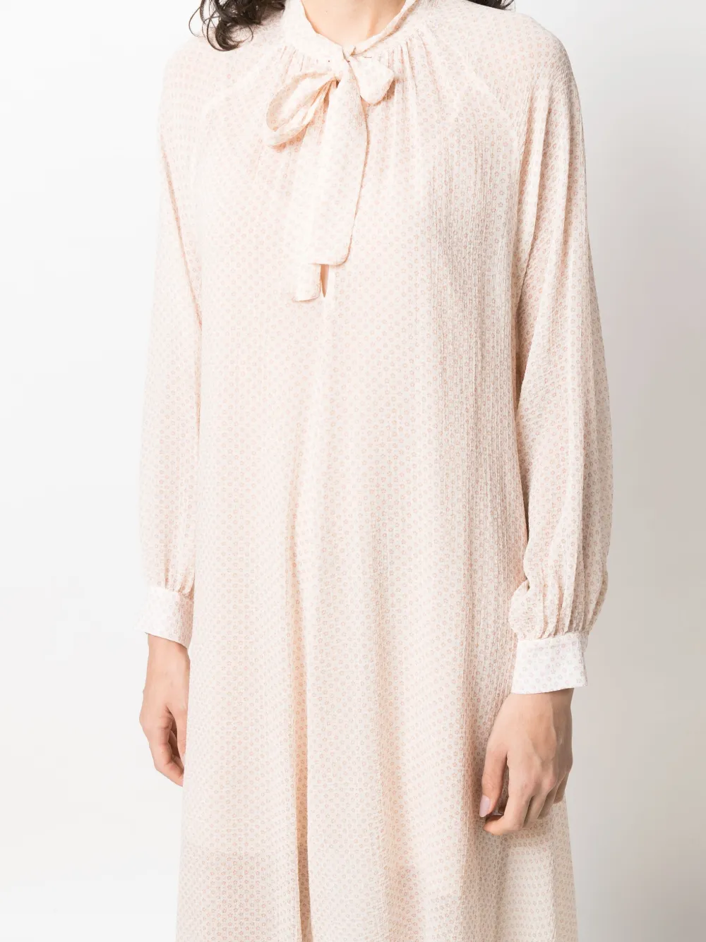 Graphic-Print Long-Sleeve Midi Dress