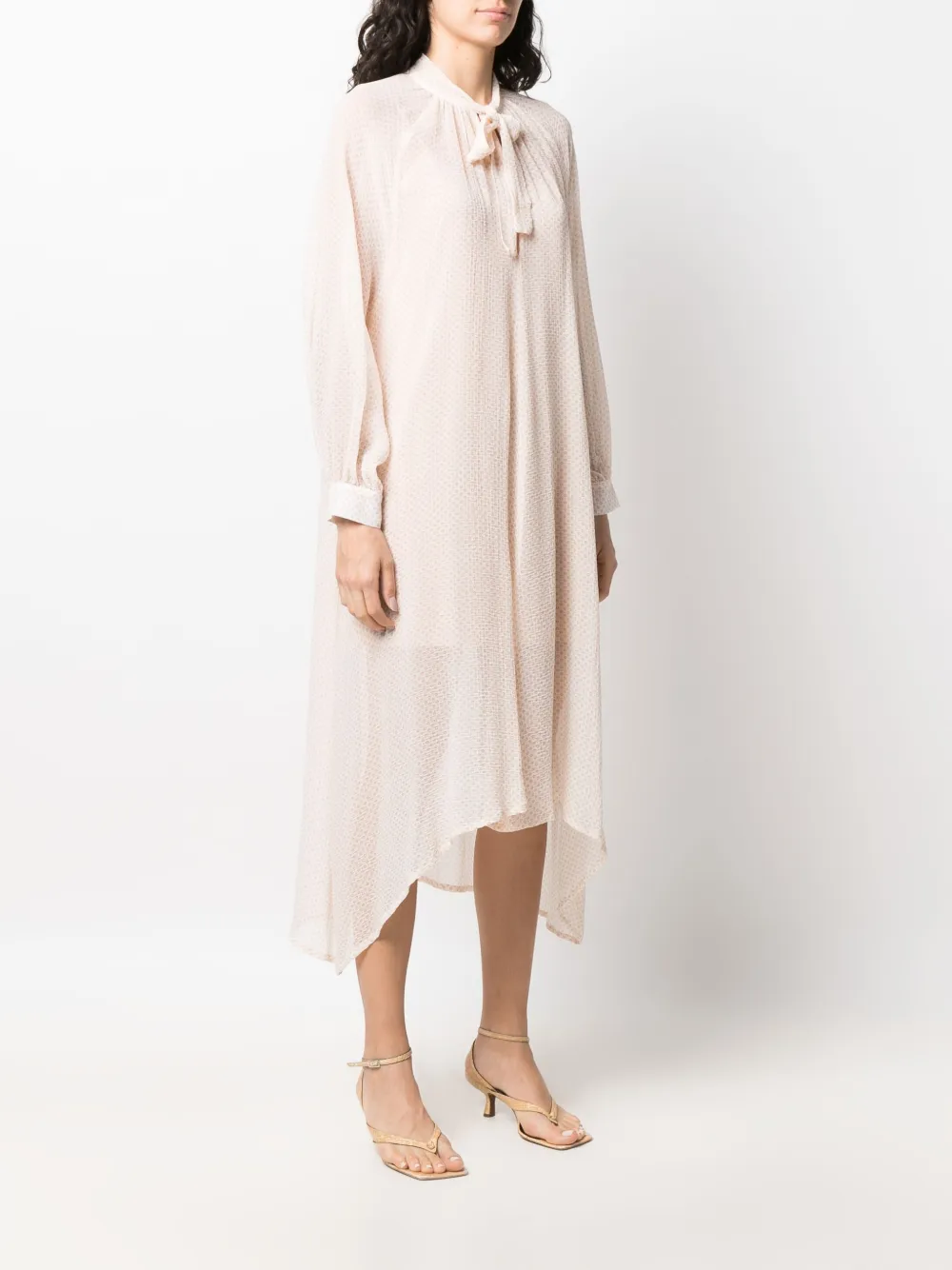 Graphic-Print Long-Sleeve Midi Dress