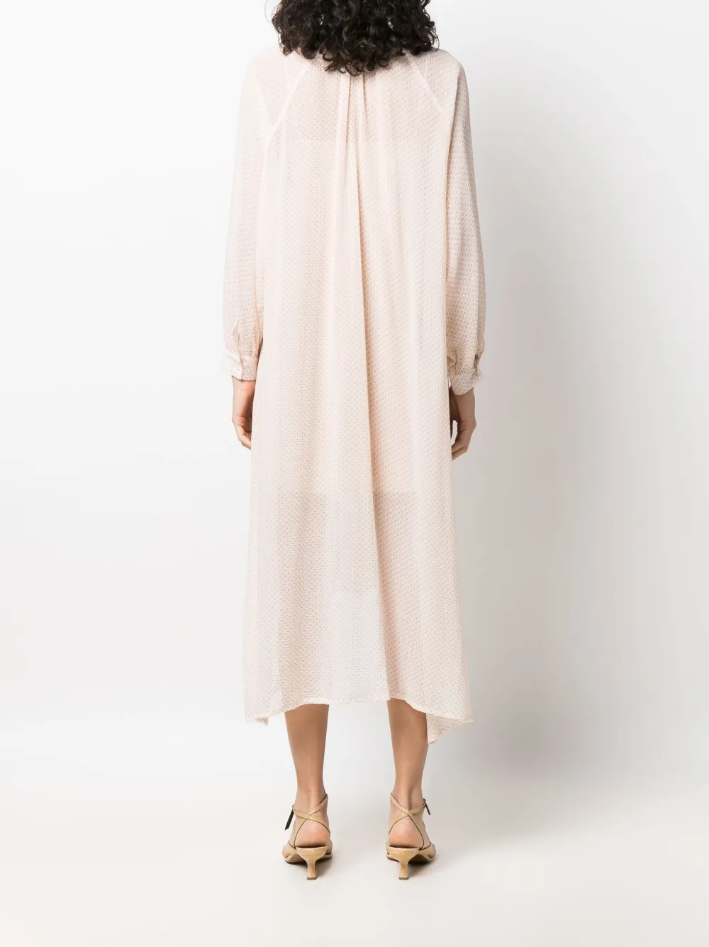 Graphic-Print Long-Sleeve Midi Dress